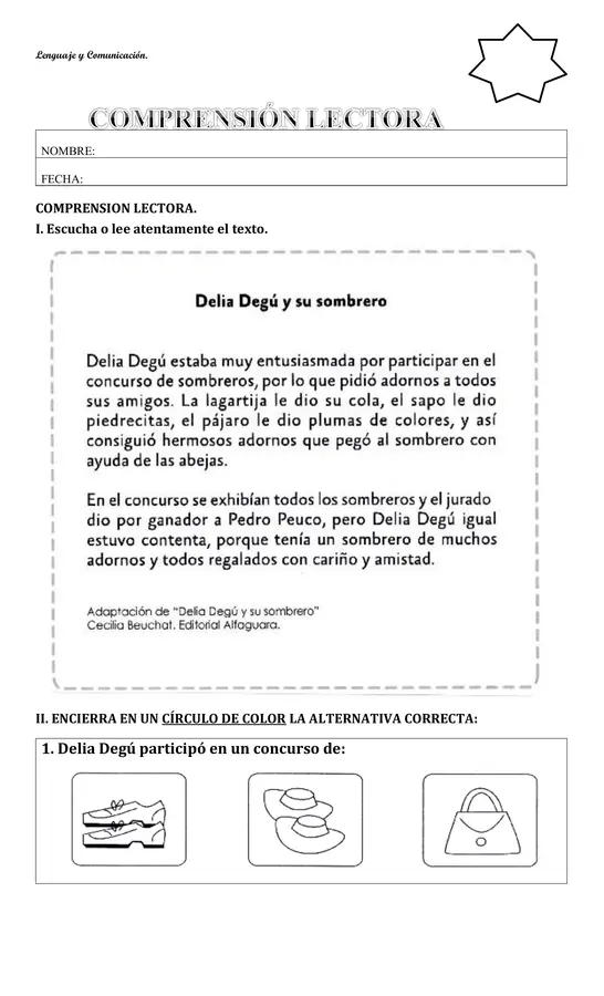 Comprensiones Lectoras 2° básico.