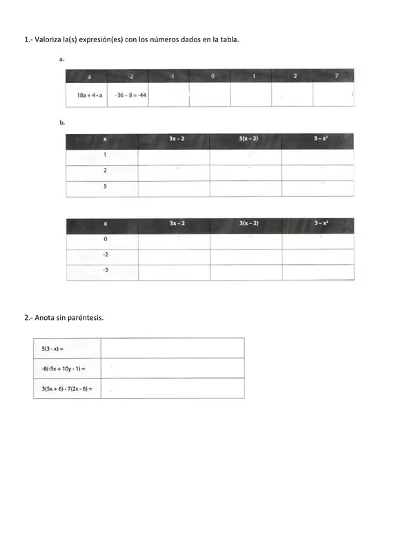 Reducir expresiones algebraicas y evaluarlas.