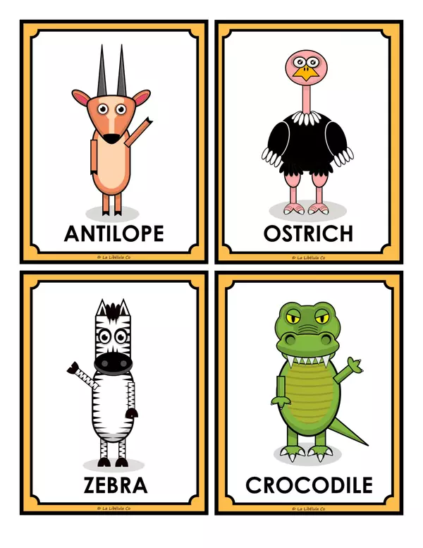 Flash cards Savanna animals