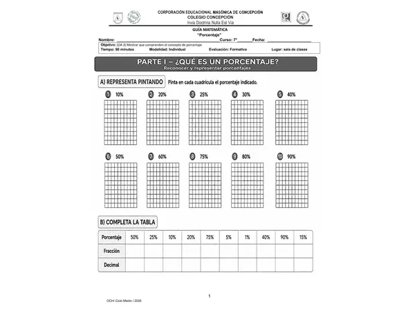 Guía de Porcentajes | Matemática 7° Básico