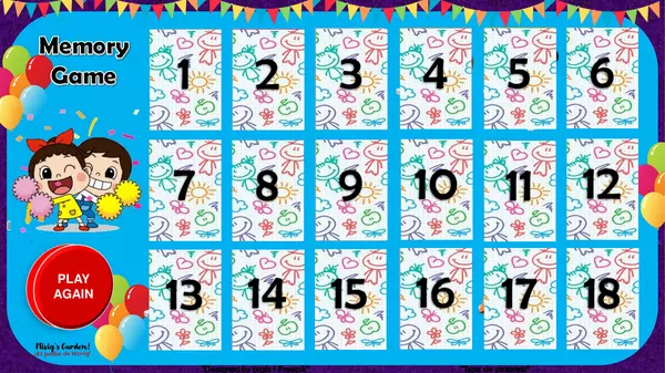 Memory Game: Numbers 1 to 9