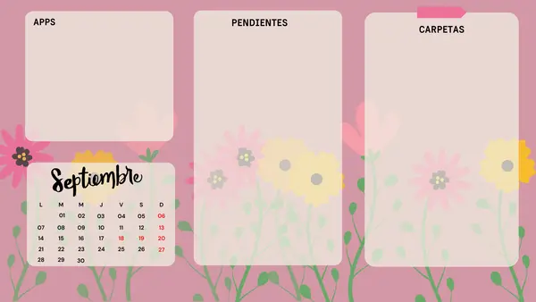 Fondo de Pantalla Organizador para PC – Apps, Carpetas y Pendientes + Calendario Mensual
