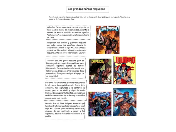Héroes mapuches, recortables.