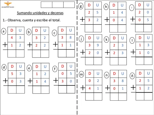 SUMAS UNIDADES Y DECENAS