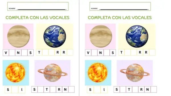 Completas Vocales Planetas o Estrella