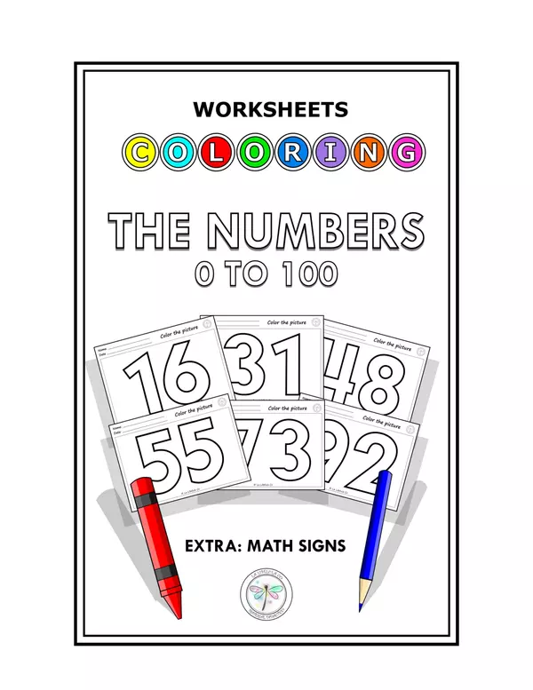 Worksheets Coloring Numbers 0 to 100 Math Signs Colorear Números 0 a 100