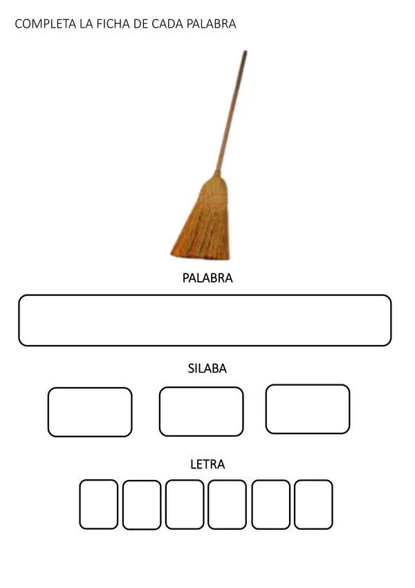 Fichas para trabajar palabras de uso cotidiano, 