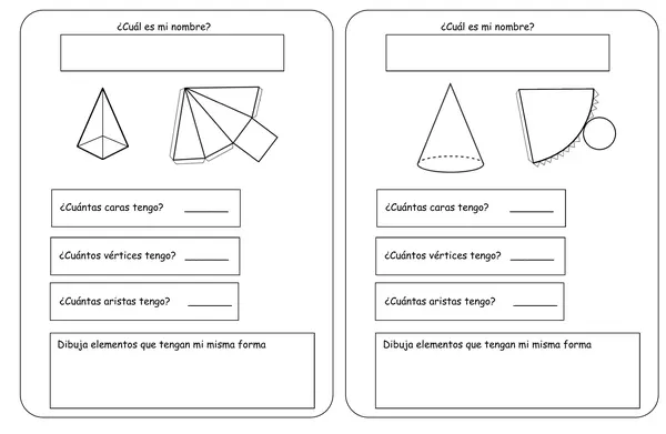 Fichas de cuerpos geométricos para completar