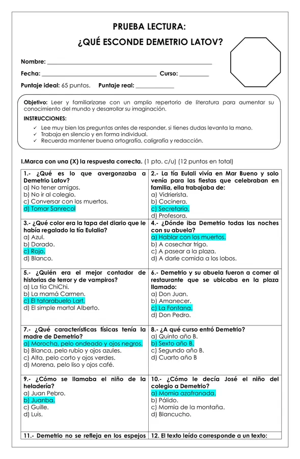 Prueba Lectura - ¿Qué esconde Demetrio Latov?