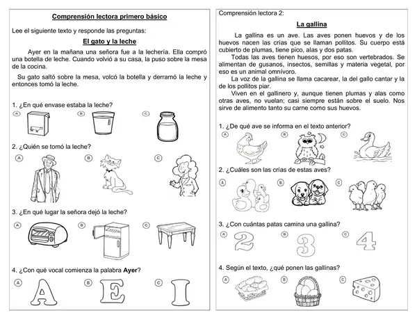 Guías de comprensión lectora 1° básico "texto narrativo y texto informativo"