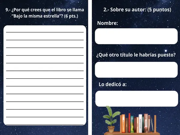 "Evaluación del Libro Bajo la misma estrella" 8° Básico