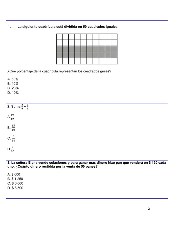 ENSAYO SIMCE 4 MATEMÁTICA  6°