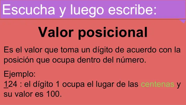 Valores posicionales 4to básico