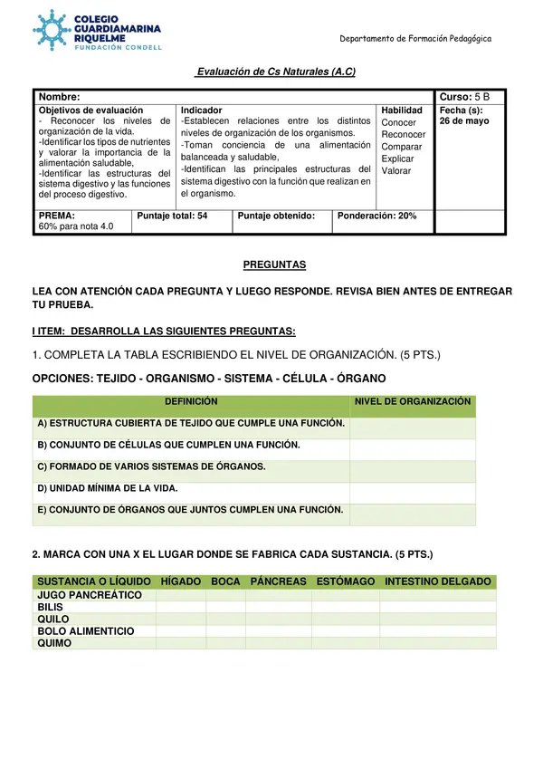  Evaluación de Cs Naturales (A.C) 
