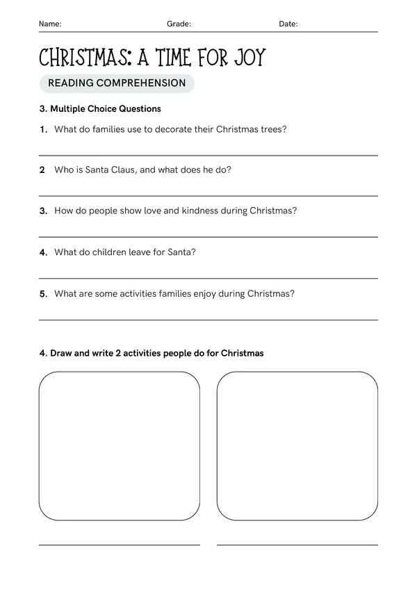 Reading conprehension Christmas: a time for joy