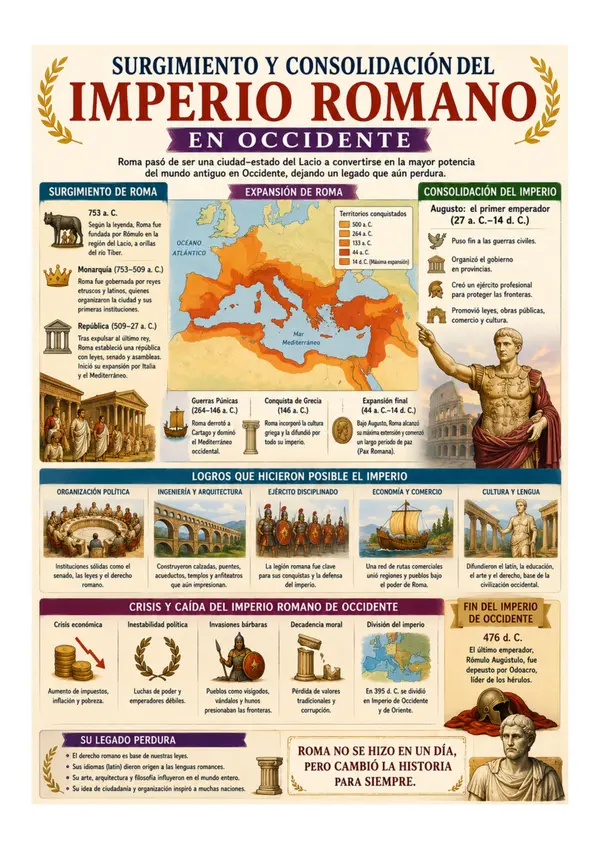 Imperio Romano en Occidente | Póster Educativo de Historia Universal 