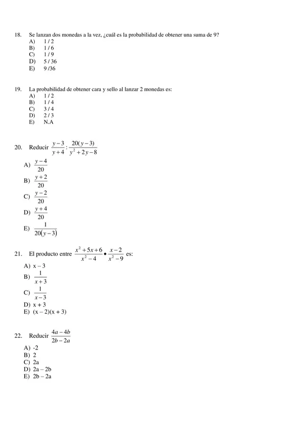 Evaluacion Diagnostica TERCERO medio, MATEMATICAS, con soluciones categorizadas