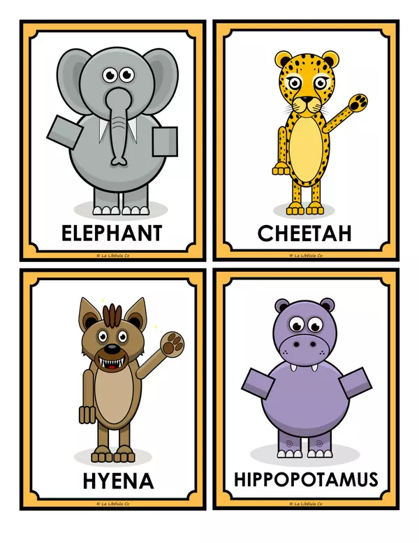 Flash cards Savanna animals