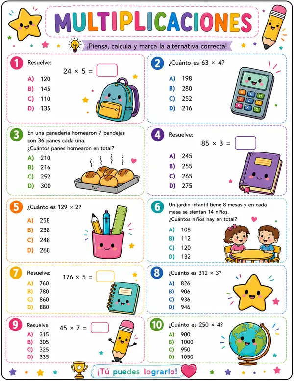 Multiplicaciones Divertidas - Guía Matemática