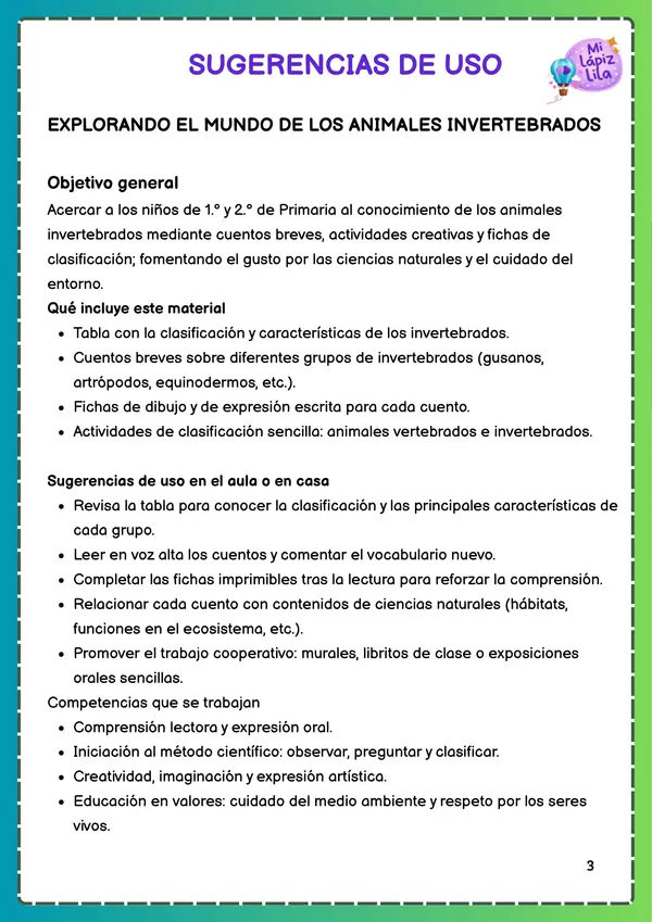 LOS CUENTOS DE LOS ANIMALES SIN HUESOS 1° Y 2°