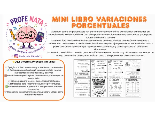 Mini libro Variaciones Porcentuales