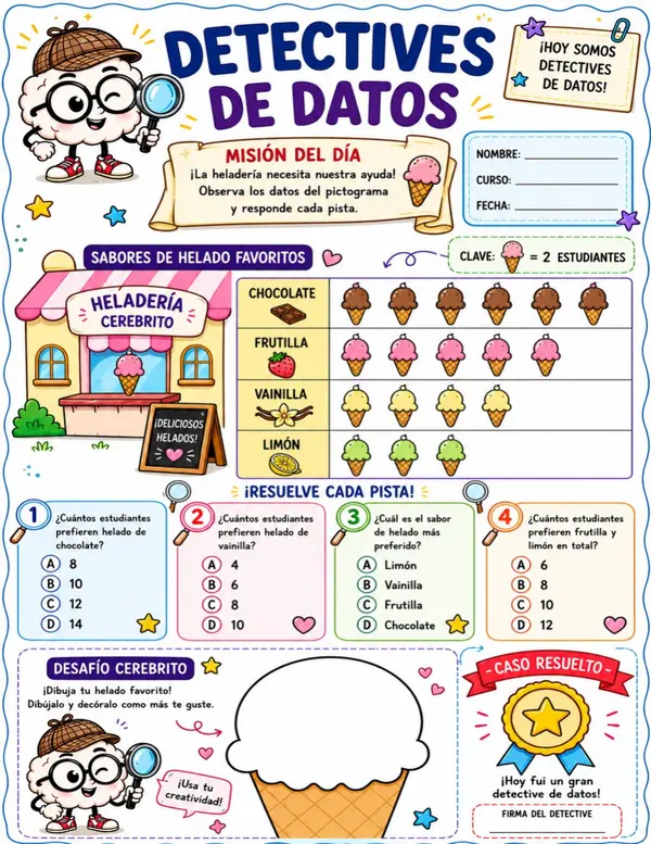 Detectives de Datos: Pictogramas Divertidos | Interpretación y Creación de Pictogramas