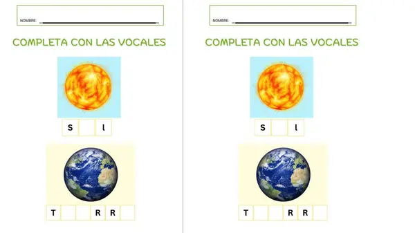 Completas Vocales Planetas o Estrella
