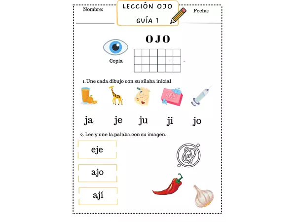 Guía Lección Ojo Método Matte "Letra j"