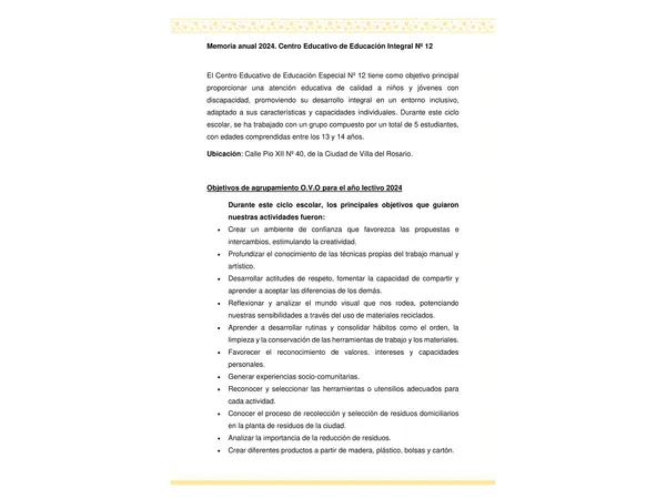Memoria anual de una institución educativa 