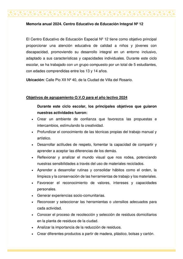Memoria anual de una institución educativa 