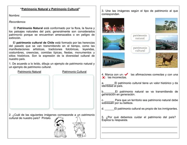 Guía de historia 2° año "Patrimonio Cultural y ´Patrimonio Natural"