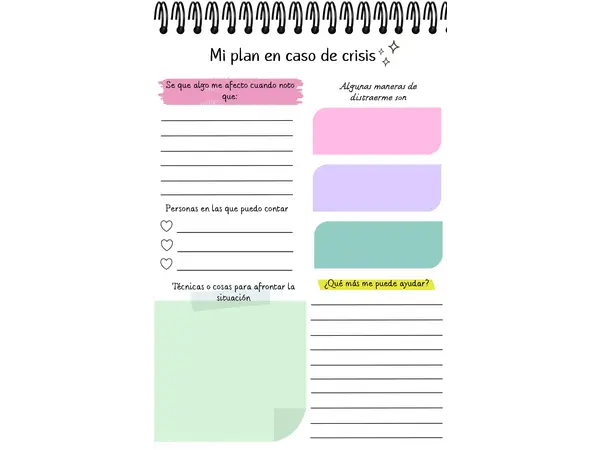 Autorregulación emocional - Mi plan de crisis y autorregistro- 