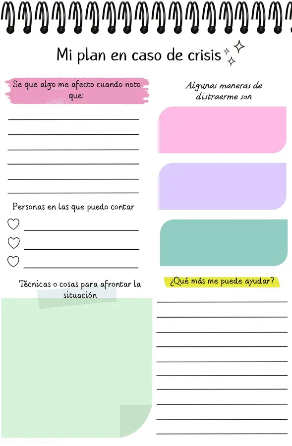 Autorregulación emocional - Mi plan de crisis y autorregistro- 