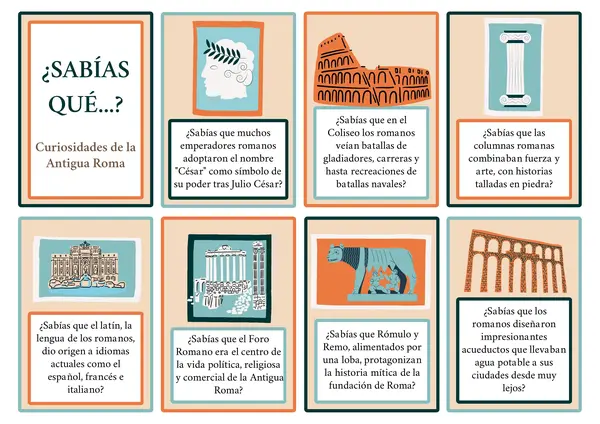 Tarjetas Curiosidades de la Antigua Roma