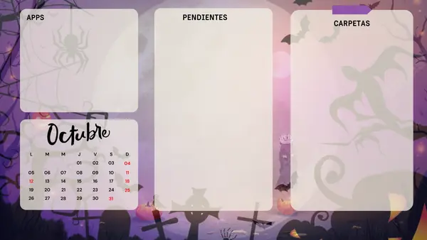 Fondo de Pantalla Organizador para PC – Apps, Carpetas y Pendientes + Calendario Mensual