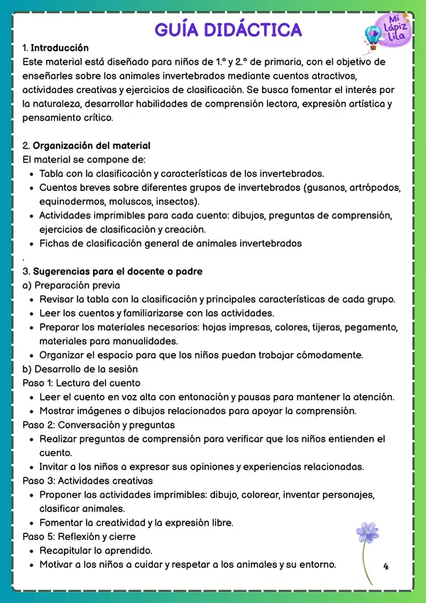 LOS CUENTOS DE LOS ANIMALES SIN HUESOS 1° Y 2°