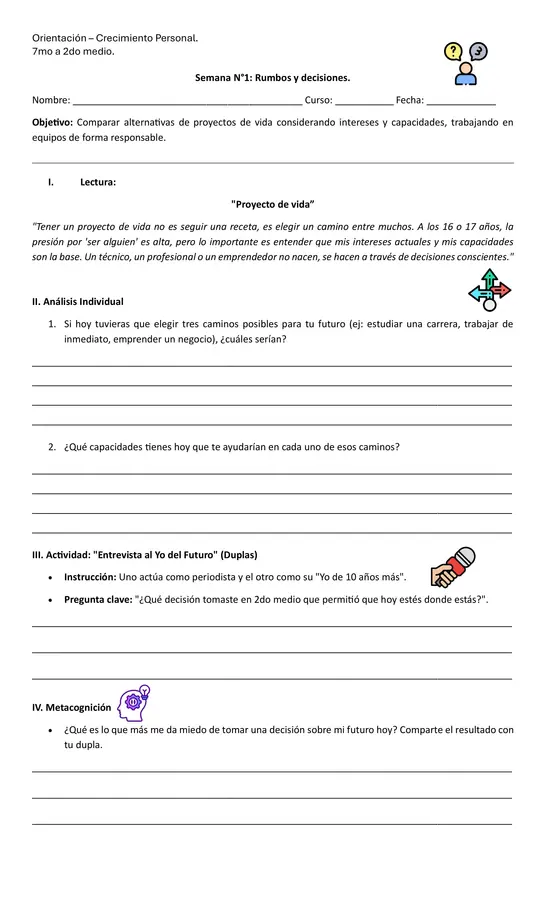 🚀 Pack Completo: Orientación y Crecimiento Personal (7mo a 2do Medio)