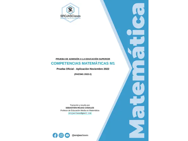 PAES Regular Competencia Matemática 1 - Admisión 2022