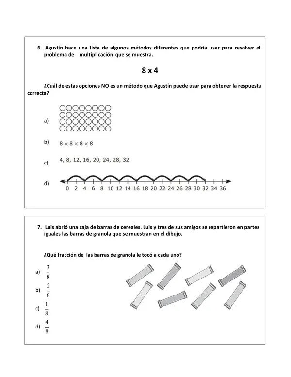 Ensayo SIMCE matemáticas 4° básico con pauta de corrección
