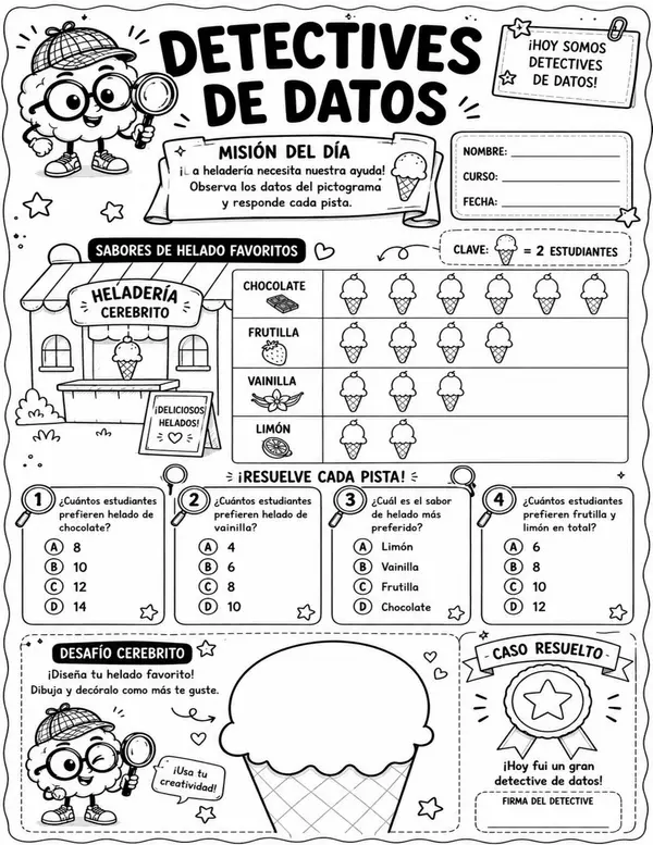 Detectives de Datos: Pictogramas Divertidos | Interpretación y Creación de Pictogramas