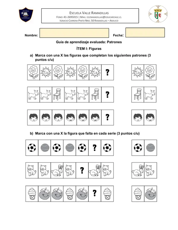 Evaluación Patrones 1° Básico