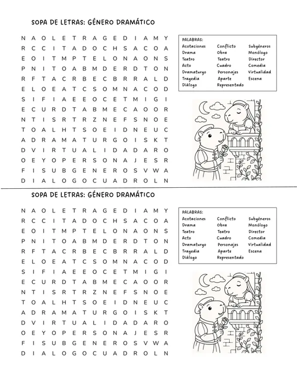 Sopa de letras género dramático