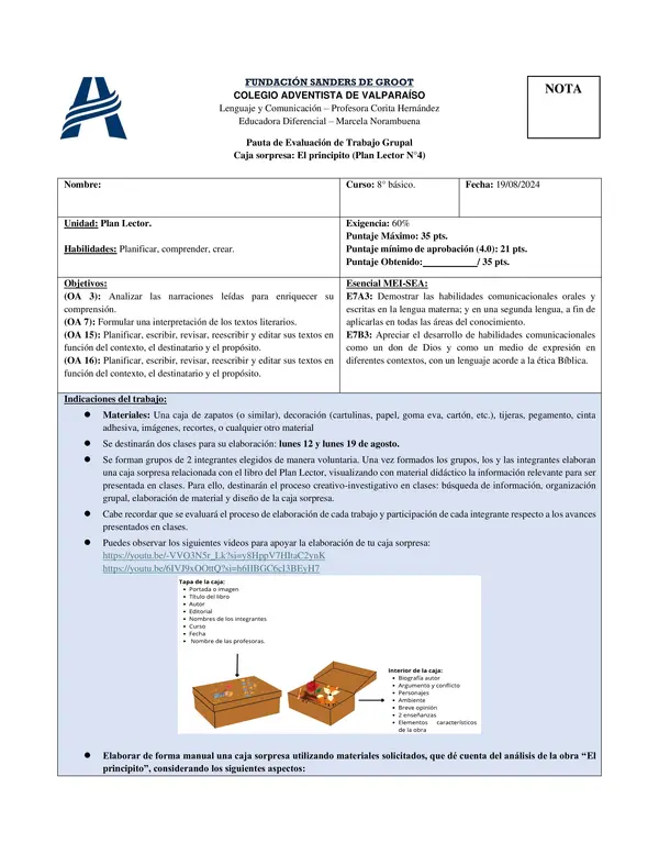 Pauta Caja Sorpresa