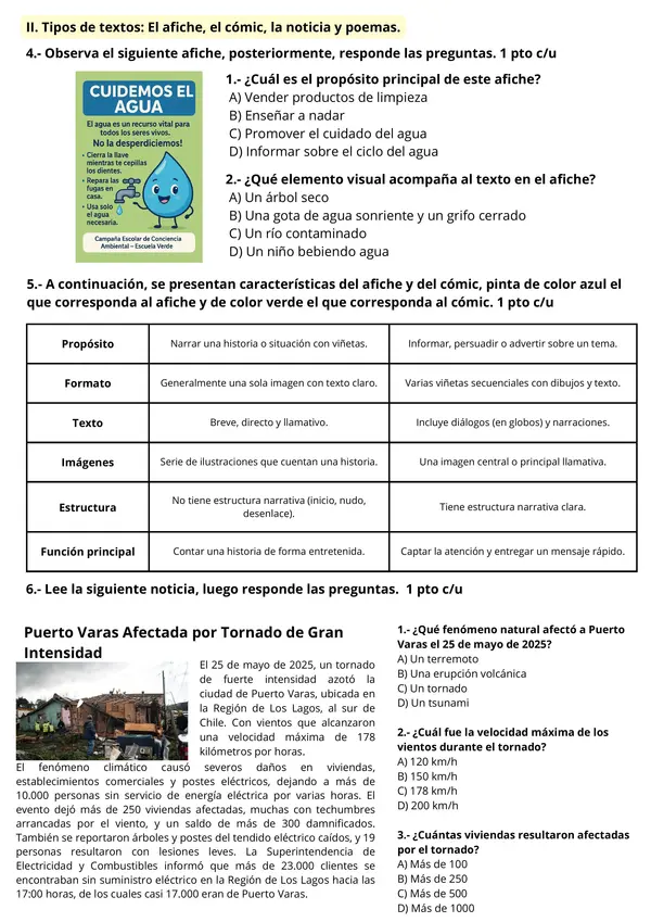 PRUEBA INFORMAL 3° AÑO BÁSICO DE LENGUAJE Y MATEMÁTICA.