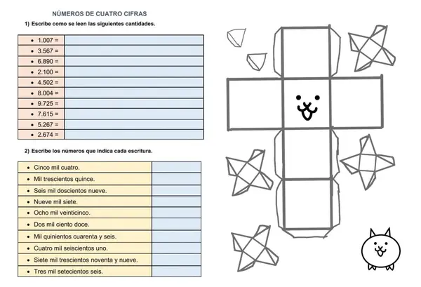 Escritura de números de 4 cifras