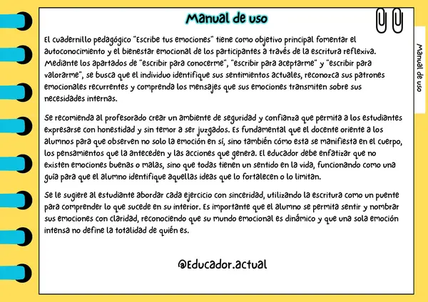 Cuadernillo: Escribe tus emociones