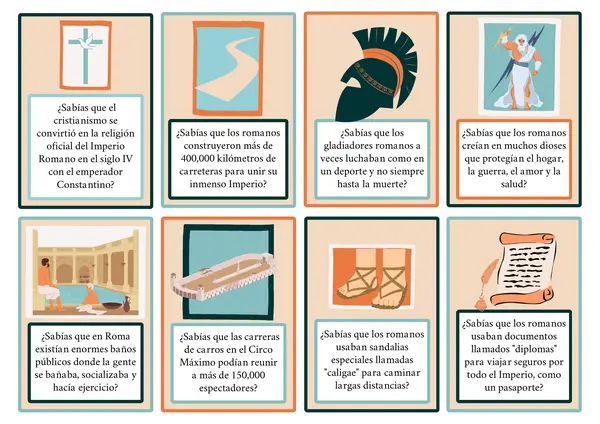 Tarjetas Curiosidades de la Antigua Roma