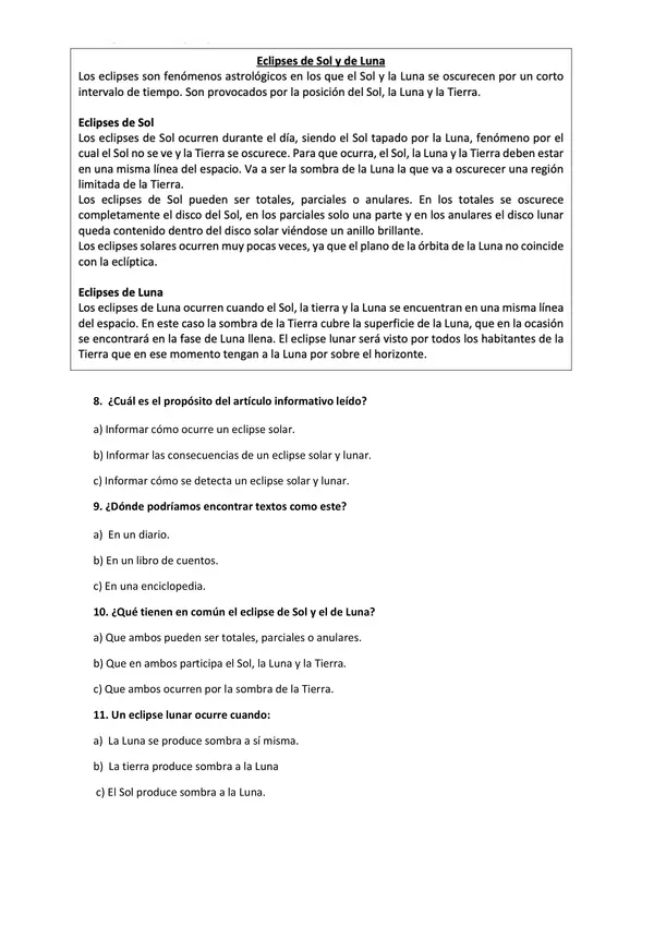 Evaluación sumativa Lenguaje y Comunicación. 