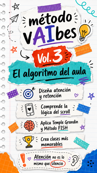 📙 Vol. 3: El algoritmo del aula Aprende a diseñar atención, clima y experiencia en la era del scroll, porque atención no es lo mismo que silencio.