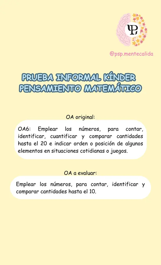 Prueba Informal Kínder - Pensamiento Matemático